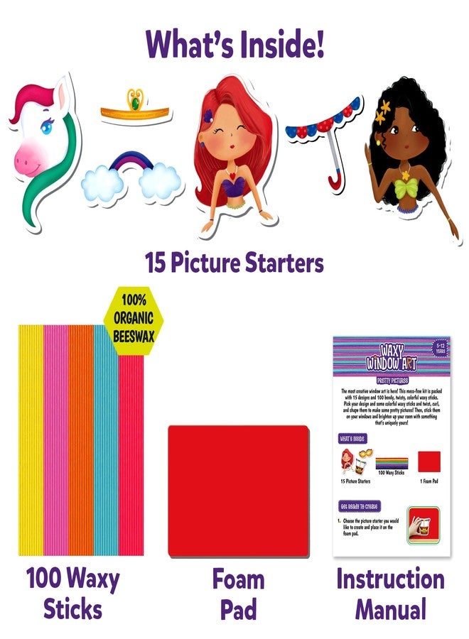 سكيلماتيكس مجموعة سكيل ماتيكس الفنية باستخدام أعواد الشمع - 100 عود شمع قابل للثني وإعادة الاستخدام لمتعة إبداعية خالية من الفوضى، صور جميلة مع وحيدات القرن والأميرات، هدايا إبداعية للبنات والأولاد من سن 5 إلى 12 عامًا - Image 5